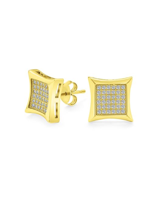 Bling Jewelry Square Shaped Cubic Zirconia Micro Pave Cz Kite Stud Earrings For Plated.925 Sterling Silver 9MM