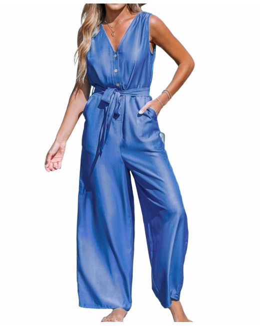 Cupshe Front Button Sleeveless Wide Leg Jumpsuit