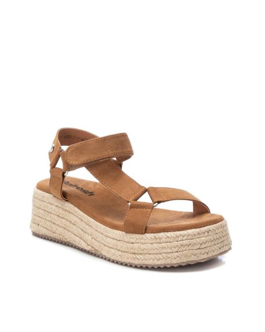 Xti Suede Strappy Sandals With Jute Platform By