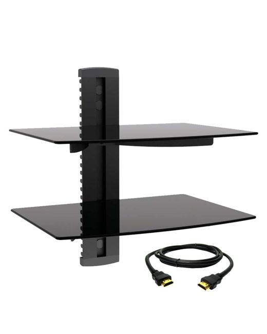 Megamounts Tempered Glass Double Shelf Wall Mount with Hdmi Cable