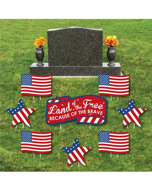 Big Dot Of Happiness Patriotic Lawn Cemetery Grave Decor Memorial Day Yard Signs Set of 8