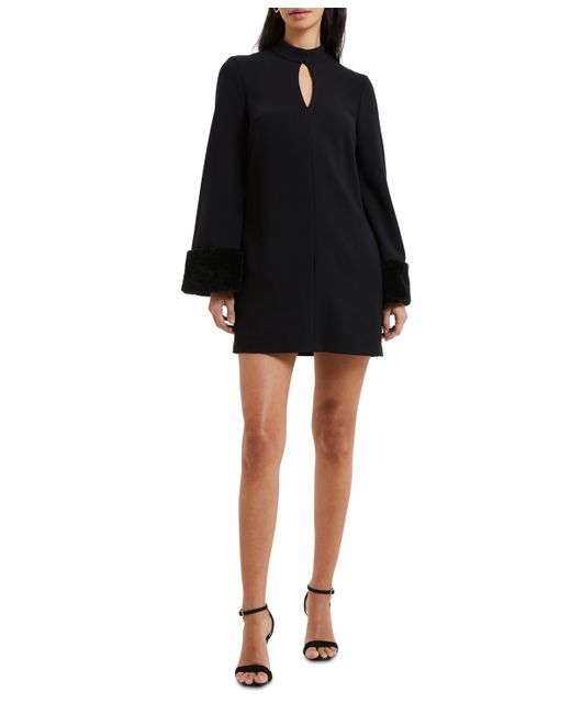 French Connection Whisper Ruth Faux-Fur-Cuff Shift Dress