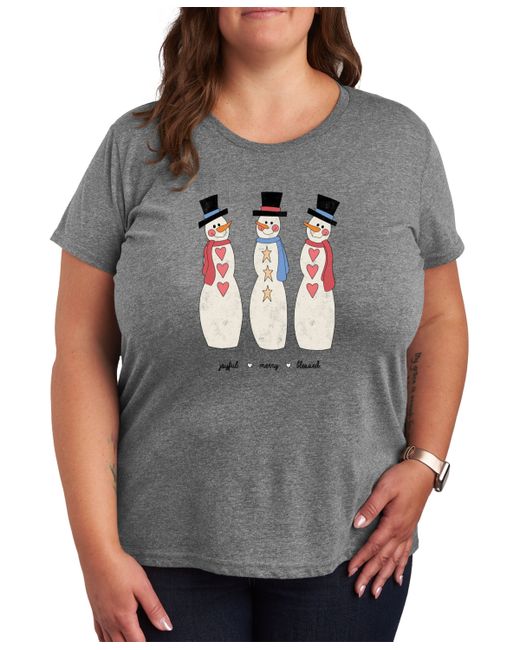 Hybrid Apparel Air Waves Trendy Plus Holiday Snowman Graphic T-shirt