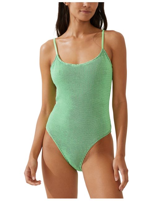 Cotton On Textured Scoop Neck One Piece Swimsuit Crinkle