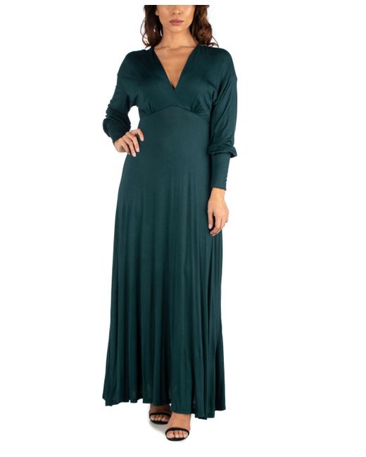 24seven Comfort Apparel Formal Long Sleeve Maxi Dress