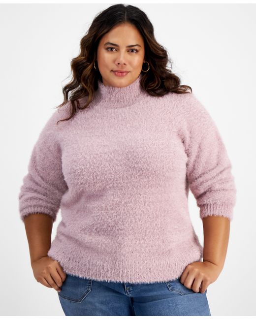 And Now This Trendy Plus Eyelash Mock Neck Sweater