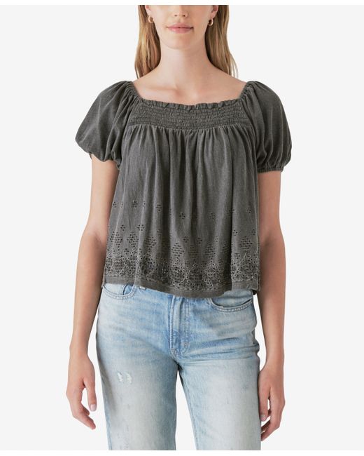 Lucky Brand Square-Neck Peasant Top