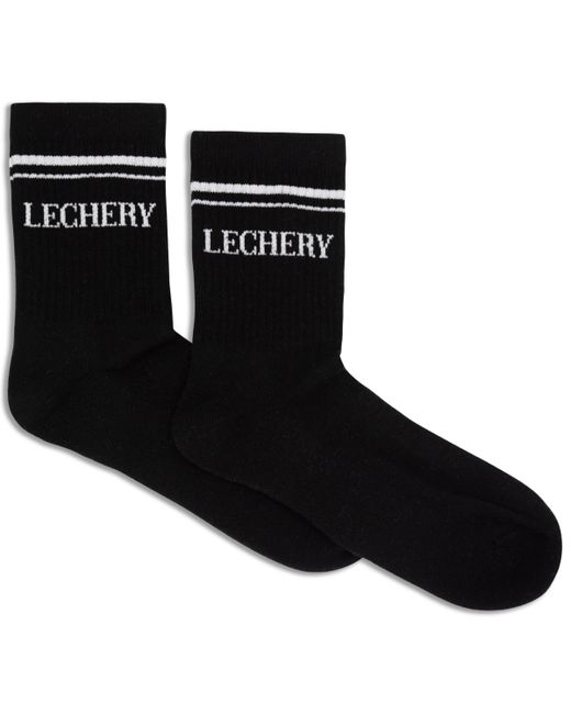 Lechery European Made Classic Varsity Striped Half-Crew Socks White