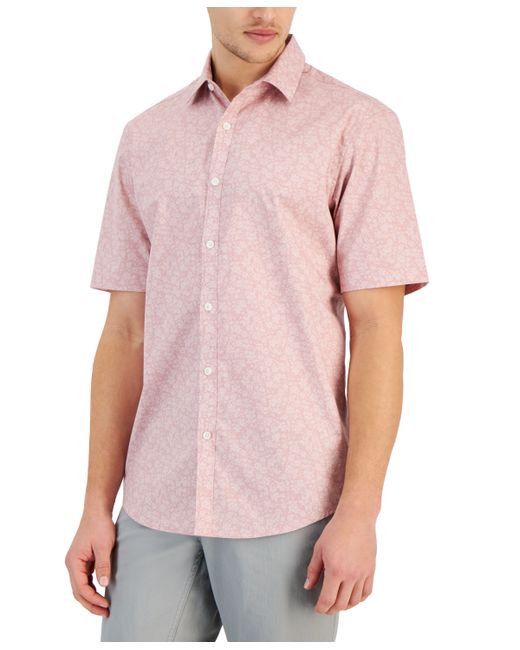 Alfani Regular-Fit Stretch Textured Print Button-Down Shirt Created for