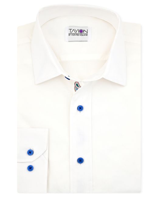 Tayion Collection Slim-Fit Stripe-Placket Dress Shirt