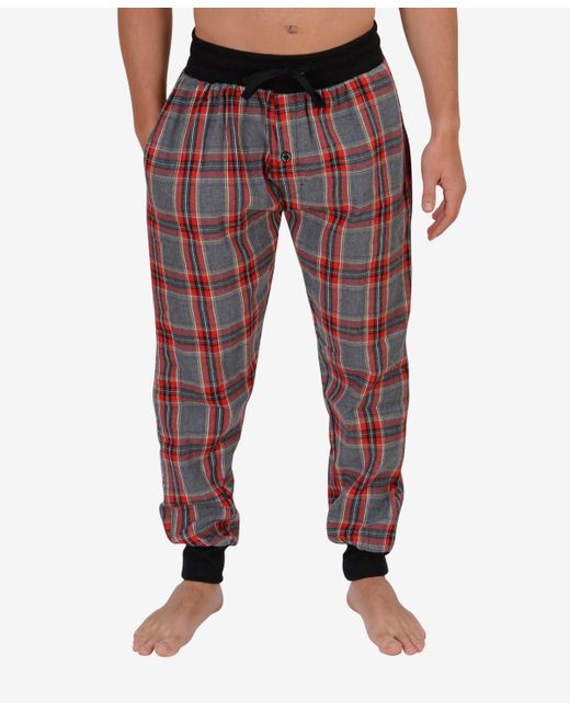 Members Only Flannel Jogger Lounge Pants Red Plaid