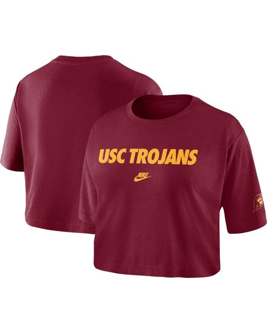 Nike Usc Trojans Wordmark Cropped T-shirt