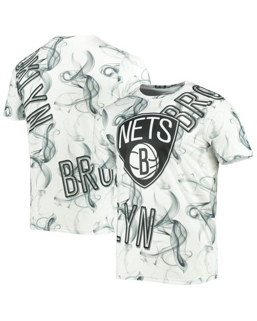 Fisll Black Brooklyn Nets Asymmetric Bold Smoke T-shirt