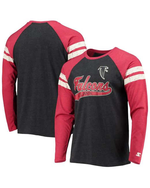 Starter Red Atlanta Falcons Throwback League Raglan Long Sleeve Tri-Blend T-shirt