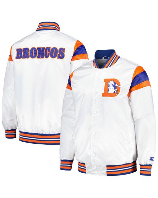 Starter Royal Distressed Denver Broncos Vintage-Like Satin Full-Snap Varsity Jacket
