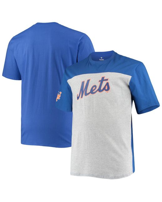 Fanatics and Heathered New York Mets Big Tall Colorblock T-shirt