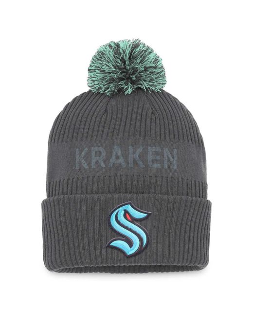 Fanatics Seattle Kraken Authentic Pro Home Ice Cuffed Knit Hat with Pom