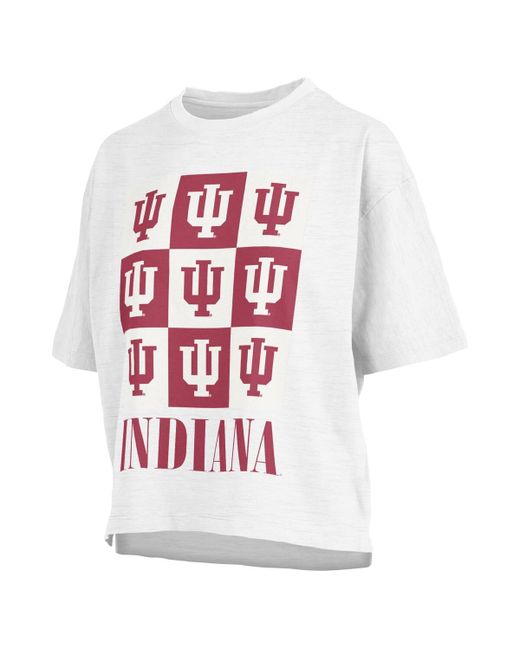 Pressbox Distressed Indiana Hoosiers Motley Crew Andy Waist Length Oversized T-shirt