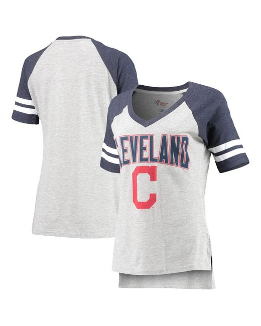 G-iii 4her By Carl Banks and Navy Cleveland Indians Team Goal Line Raglan V-Neck T-shirt