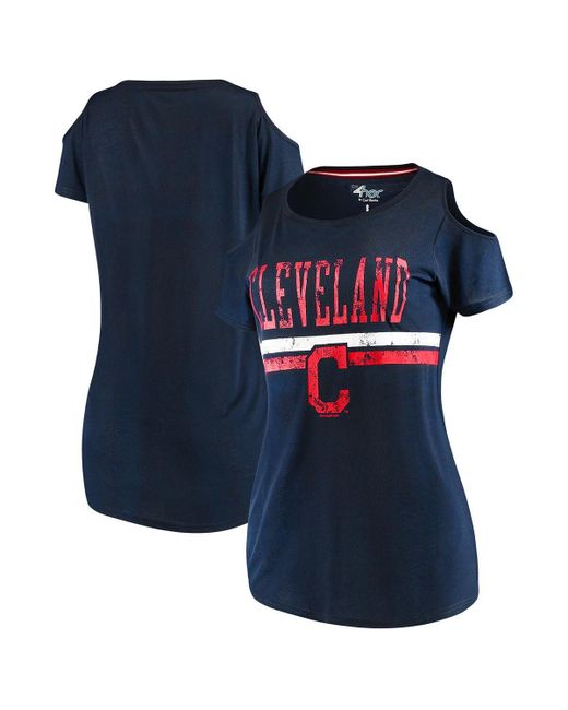 G-iii 4her By Carl Banks Cleveland Indians Clear The Bases Cold Shoulder Scoop neck T-shirt