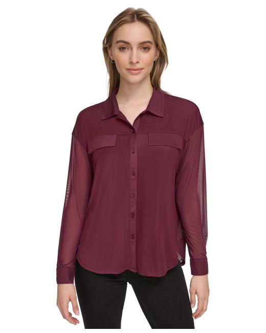 Calvin Klein Mesh Button-Front Shirt