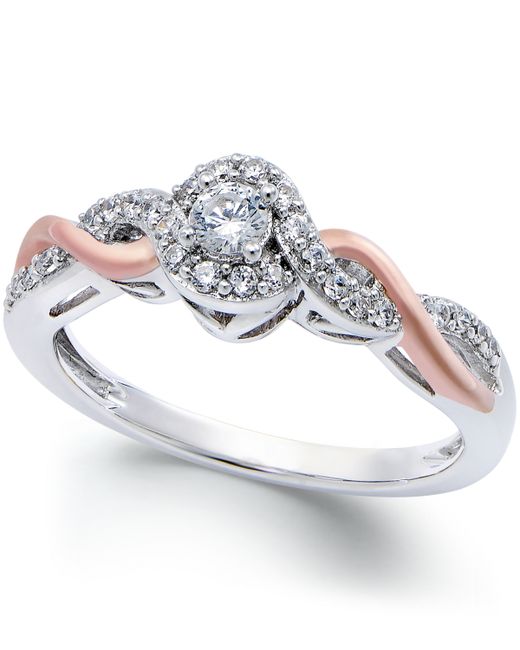 Promised Love Diamond Twist Promise Ring Sterling and 14k Rose Gold 1/5 ct. t.w.