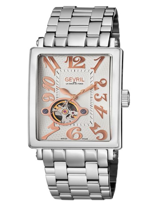 Gevril Avenue of Americas Intravedere Tone Stainless Steel Watch 44mm