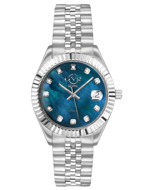 Gv2 By Gevril Naples Swiss Quartz Diamond Tone Stainless Steel Bracelet Watch