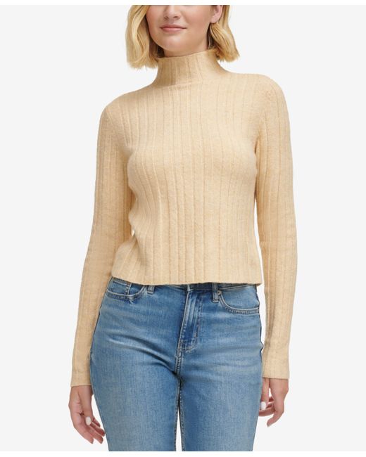 Calvin Klein Jeans Mock-Neck Long-Sleeve Ribbed Sweater