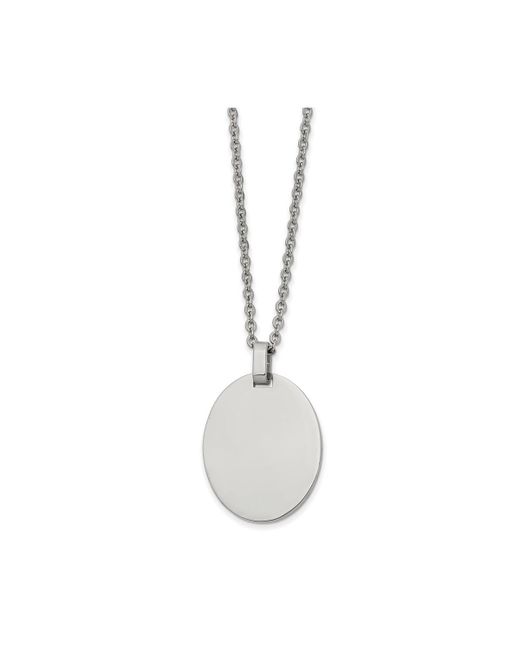 Chisel Polished Oval Pendant on a Cable Chain Necklace