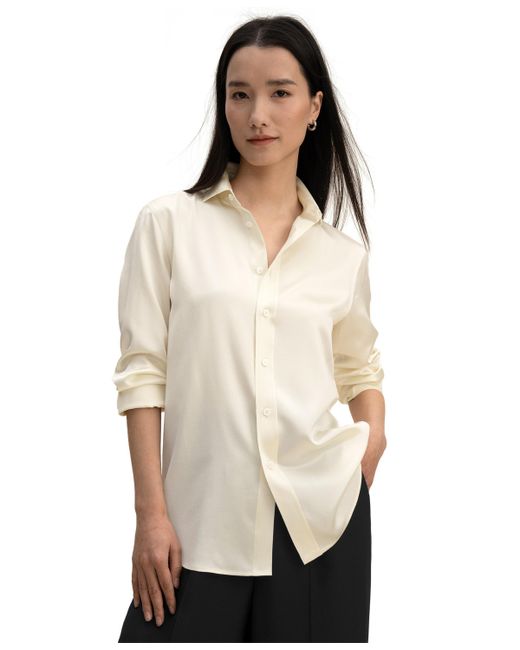 LilySilk Tailored Button Down Silk Shirt for