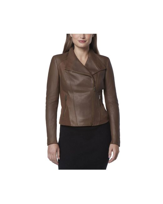 Andrew Marc Felix Asymmetrical Moto Jacket With Wing Collar