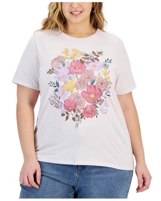 Rebellious One Trendy Plus Flower Graphic Print T-Shirt