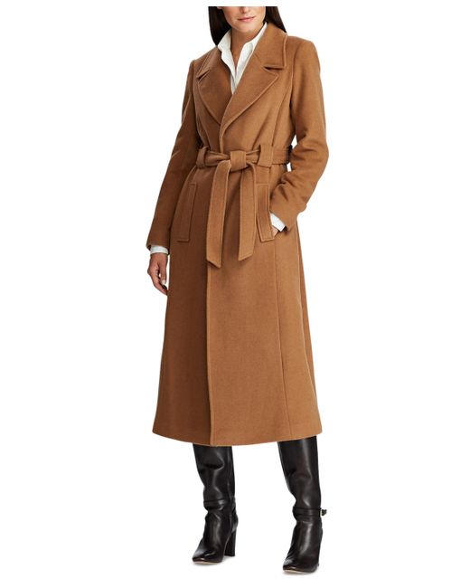 Lauren Ralph Lauren Wool Blend Belted Maxi Wrap Coat