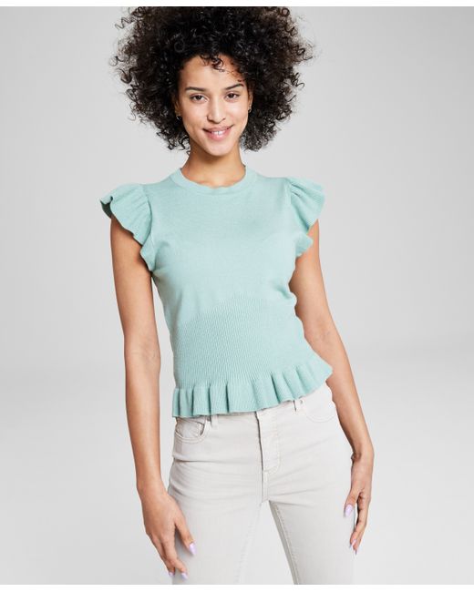And Now This Flutter-Sleeve Peplum Sweater Created for