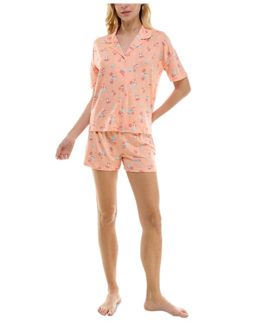Derek Heart 2-Pc. Printed Short Pajamas Set