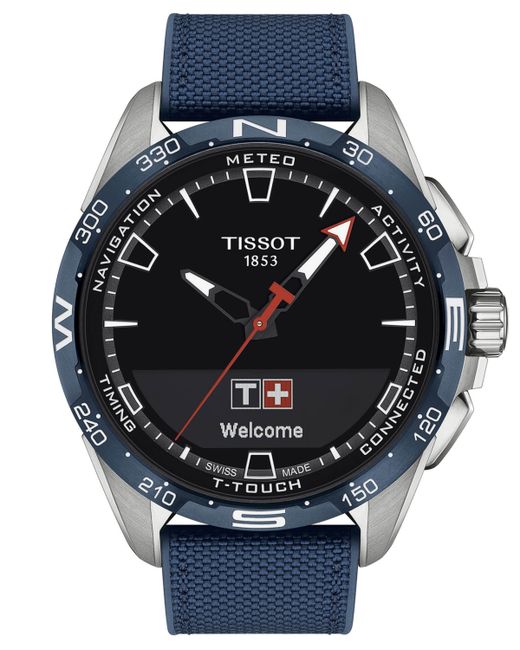Tissot Swiss T-Touch Connect Solar Textile Leather Strap Smart Watch 48mm