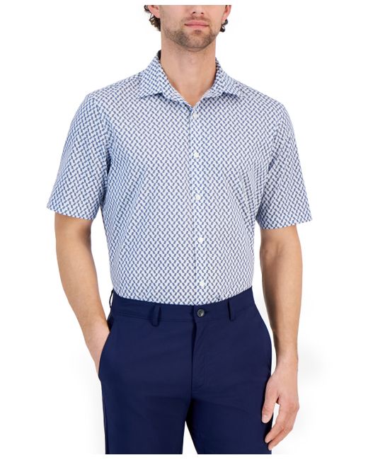 Alfani Regular-Fit Stretch Chevron Geo-Print Button-Down Shirt Created for