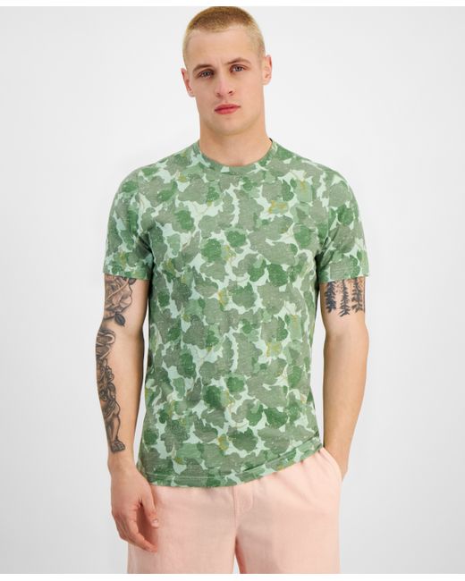 Sun + Stone Short Sleeve Crewneck Leaf Camo T-Shirt Created for