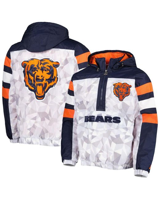 Starter Navy Chicago Bears Thursday Night Gridiron Raglan Half-Zip Hooded Jacket