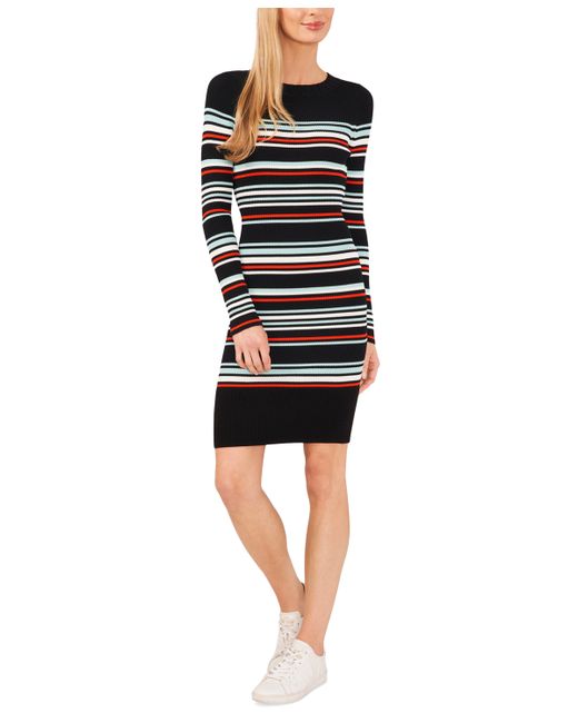 Cece Striped Rib Knit Sweater Dress