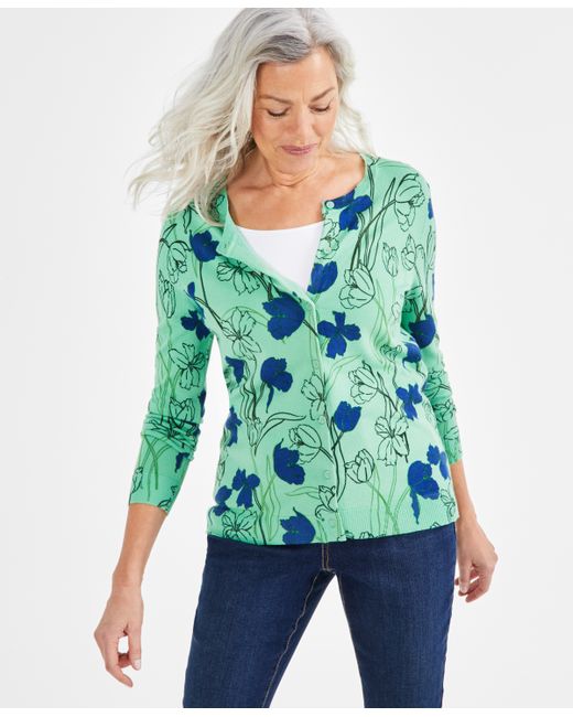 Style & Co Printed Button-Up Cardigan Sweater Created for