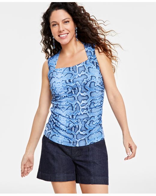 I.N.C. International Concepts Printed Draped-Front Sleeveless Top Created for