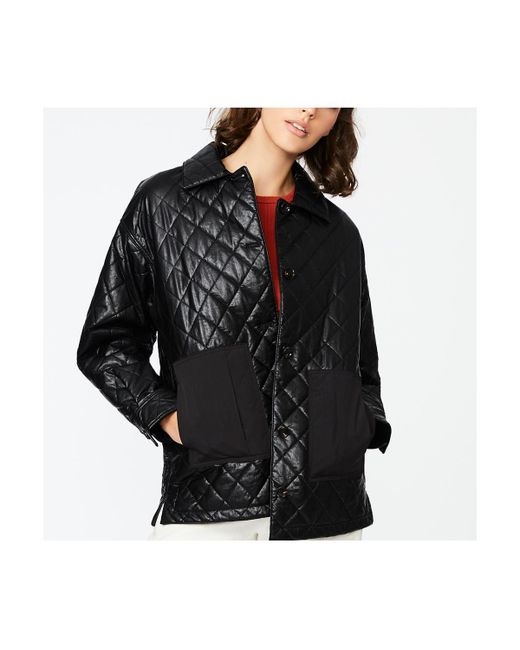 Bernardo Faux Leather Quilted Shirt Jacket