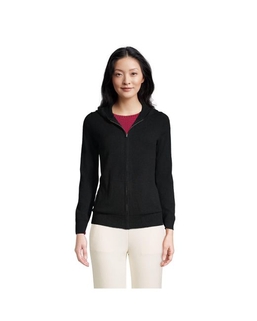 Lands' End Cashmere Front Zip Hoodie Sweater