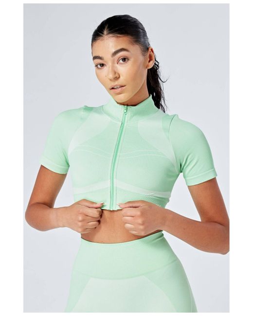 Twill Active Recycled Colour Block Zip-up Crop Top