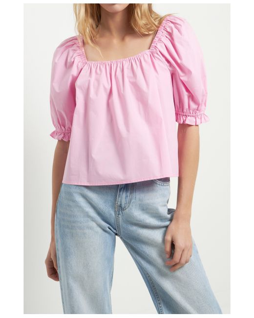 English Factory Square neckline Puff Sleeve Top