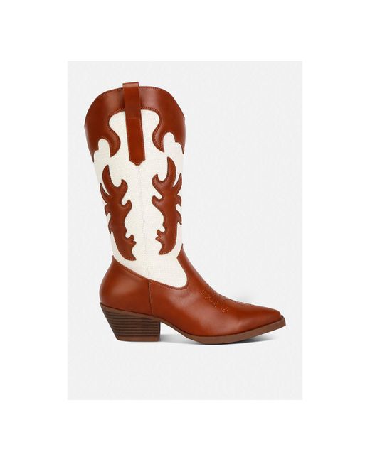 London Rag fallon faux leather patchwork cowboy boots