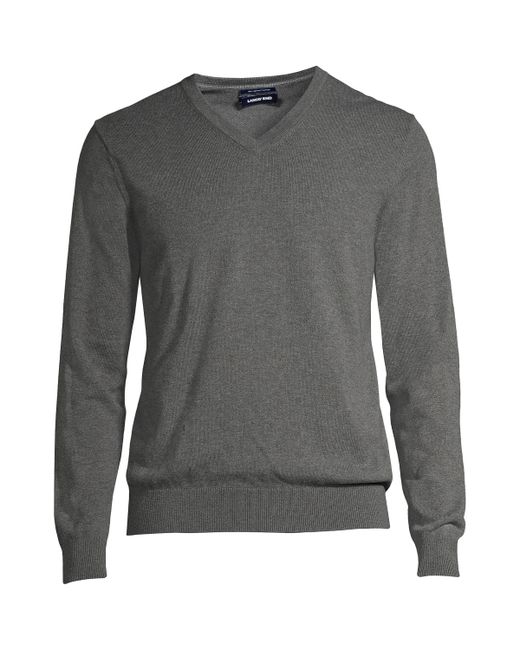 Lands' End Classic Fit Fine Gauge Supima Cotton V-neck Sweater