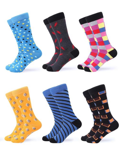 Gallery Seven Funky Colorful Dress Socks 6 Pack